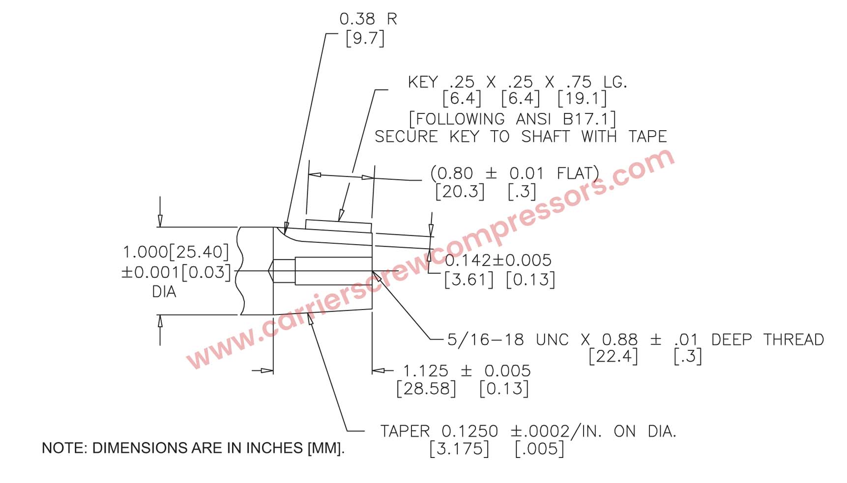 Carrier 05K Shaft Drawings
